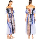 Raquel Allegra Ethereal Tie Dye Waterfall Rainbow Off the Shoulder Maxi Dress 2 Blue Size L Photo 14