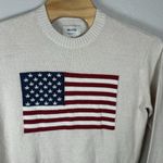 Hollister NEW Beige American Flag Size Medium Relaxed Fit Boxy Crew Sweater Photo 1