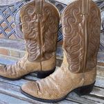 Tony Lama Size Women's 10.5 D Western Cowboy Boots Python Snake Leather Vintage Photo 0