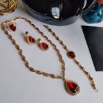 5 piece Set Gold with Red Stone and Crystals Photo 0