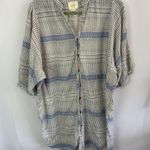 Maeve Anthropologie Lena Yarn Dye Off White Blue Oversized Boho Top Sz Small Photo 2