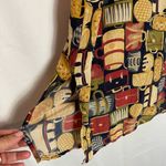 Isrida Silk Collection Vintage Bag Motif Print Button Up Shirt Size Medium Photo 3