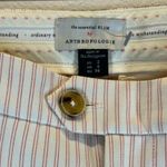 Anthropologie  | US 2 | The Essential SLIM Cream with Red Candy Stripes Trousers Photo 3