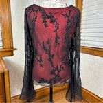 Scala Vintage 90’s Beaded Silk Flowy Long Sleeve Blouse Goth Whimsigoth Size L Photo 1