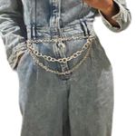 Silver long multilayer link necklace can be worn also as a chain belt Photo 2