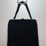 American Vintage VINTAGE HANDBAG PURSE CLUTCH BLACK TECTURE GOLD FRAME SNAP CLOSURE EUC POCKETS Photo 0