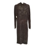 Reiss NWT Antonella open Knit Midi Dress Turtleneck Long Sleeve Metallic Size L Photo 3