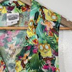 SpongeBob Fun Tropical Print Button Down Tie Front Sleeveless Top Size XL Green Photo 1