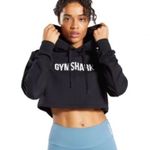 Gymshark Black Cropped Crest Hoodie Long Sleeve Sweatshirt Size Medium Photo 2