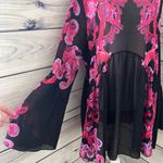 Free People Intimately  Black & Pink Bell Sleeve Slip Dress Photo 7