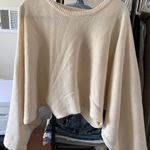 Cream Open Sleeve Cropped Spring Sweater White Size L Photo 1