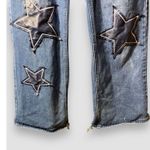 Women’s Denim Trendy High Waist Wide Leg Y2K Jeans Star Patch Pants Sz Small Blue Photo 4