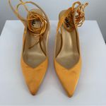 Vaila Shoes Estelle Ankle Wrap Satin Pumps size 9 in Gold Heels Pointed Toe Photo 3