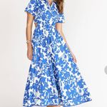 Aakaa Floral Blue and White Dress Photo 0