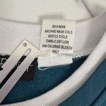 Vintage Teal Blue Double Collared Pullover Sweatshirt Winter‎ Tree Design Photo 6