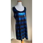 Y2K Sequin Striped Tank Dress Blue Black Size XL Party Going Out INC Sexy Photo 1