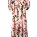 Kori size small floral v-neck maxi dress 3/4 sleeve partially lined elastic band Photo 0