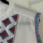 J.Crew - Embroidered Cap-Sleeve Linen/Cotton Blend Top - Size 2 Photo 3