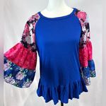The Pioneer Woman mixed print boho peplum top size small Blue Photo 0