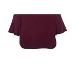 ZARA Flared Waffle Knit Top High Low 3/4 Bell Sleeves Raw Hem S Maroon #2801 Photo 9