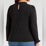 Caslon NWOT  Black Ruffle Detail Long Sleeve Blouse Photo 1