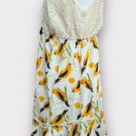 Tiered Eyelet and Bird Print Midi Dress Size L Photo 3