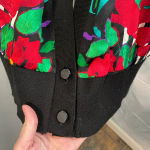 Vintage‎ white and black striped floral 100% silk jacket/cardigan size 10 Photo 2