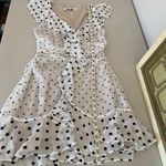 Elliatt  Black White Polka Dot Dorothy Ruffled Tiered Flounce Mini Dress Small Photo 5