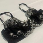 Gilligan O’Malley Black With White Floral Embroidery 34D Unlined Underwire Bra Size undefined Photo 5