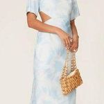 Third Form Tee T- Shirt Dress Midi Blue & White Tie Dye Print size 8 R Revolve Photo 0