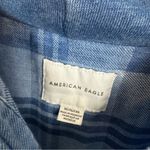 American Eagle Womens Cropped Flannel Button Down Sz XL Hooded Distressed Photo 11