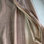Symphony  (L) LONG GOLD FORMAL GLITTER DRESS WITH CRISS CROSS SPRAPS PRE-OWNED Photo 3