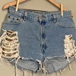 Levi's Reworked  550 Cut off Shorts 31" Hi Rise Frayed Sequin Pocket Cinched Booty Photo 1