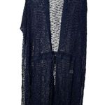 POL Duster Cardigan Cover Up Navy Blue Crochet Tie Waist Boho Indie Coastal Sz S Photo 1