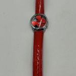 Disney  Mickey Ear Shaped Dial Watch Cherry Red Dial & Band Transparent Photo 1