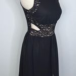Sweet Storm Black Nude Mesh Lace Cutout Short A-Line Mini Dress Juniors Medium Photo 3