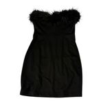 Venus Y2K Strapless Feather Trim Mini Cocktail Dress Women’s 8 Mob Wife Glam LBD Photo 4