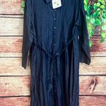 Free People Silhouettes 100% Cotton Denim Maxi Dress 14WP Blue Jean Button Up Cottagecore Photo 0
