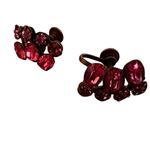 Pink rhinestone brass clip on earrings Photo 4