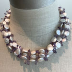 Cool Coin Pearl & Amethyst Drop 3 Strand Necklace Purple Photo 0