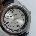 Armitron pro sports womens 27mm Quartz analog watch silver tone dial black runs Photo 1