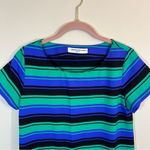 Amanda Uprichard ✨  Women’s Purple Green Black Striped Shirt Dress P Photo 1