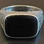 Natural black obsidian S925 silver ring size 8.75 Photo 1