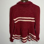 Free People Red/Cream Striped Wool Cardigan Sweater Size M Photo 1