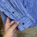 Lands' End  Womens 100% Linen Blue Striped Size 1X Minimalist Coastal Beachy Photo 5