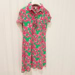Lilly Pulitzer  Pink & Green Floral Print Short Sleeve Polo Tshirt Dress Size S Photo 2