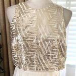 Speechless NEW Gold Geometric Sequin Chiffon Sleeveless Mini Dress in Ivory Photo 1