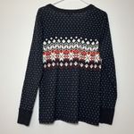 Hanna Anderson Pajama Top Shirt Women Size Large Blue Fair Isle Organic Cotton Photo 1