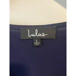 Lulus Tunic Blouse Womens Size L Dark Blue V Neck Long Peep Sleeve Bow Tassel Photo 7