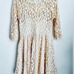 Free People  Floral Mesh Lace Overlay 3/4 Sleeve Peach 12 Photo 3